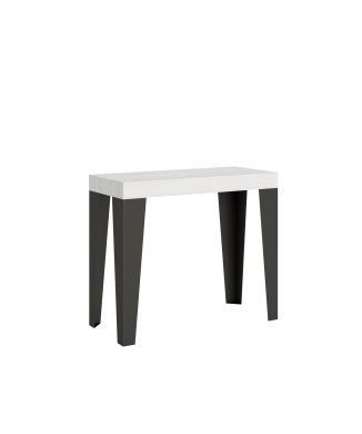 Console Flame avec pieds anthracite - Flame Small console extensible 90x40/196 cm avec pieds en frêne blanc et anthracite