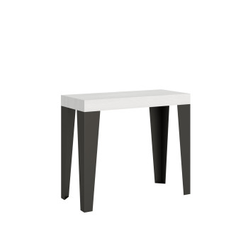 Console Flame avec pieds anthracite - Flame Small console extensible 90x40/196 cm avec pieds en frêne blanc et anthracite
