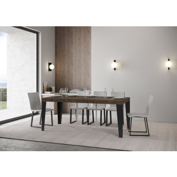 Console Flame pieds anthracite - Console extensible 90x40/196 cm Flame Small Premium chêne naturel pieds anthracite