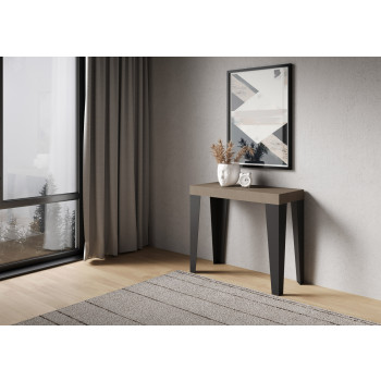 Console Flame pieds anthracite - Console extensible 90x40/196 cm Flame Small Premium chêne naturel pieds anthracite