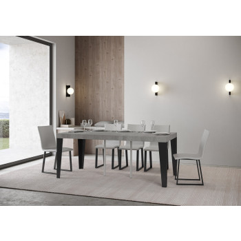 Console Flame pieds anthracite - Console extensible 90x40/196 cm Flame Small Premium chêne naturel pieds anthracite