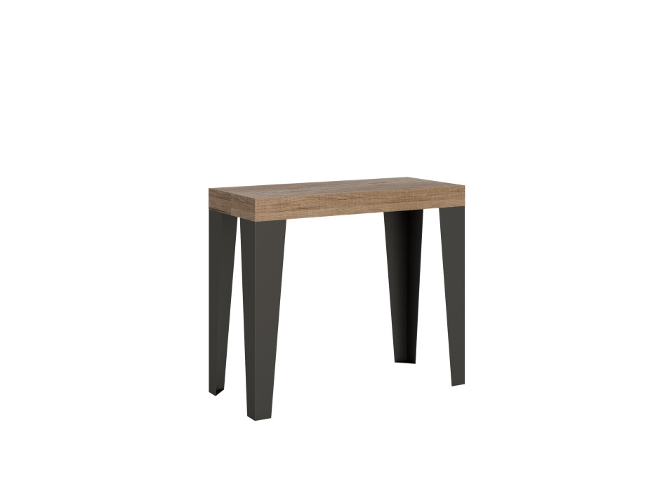 Console Flame pieds anthracite - Console extensible 90x40/196 cm Flame Small Premium chêne naturel pieds anthracite