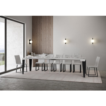 Console Flame pieds anthracite - 90x40/300 cm Console Flame extensible en frêne blanc et pieds anthracite