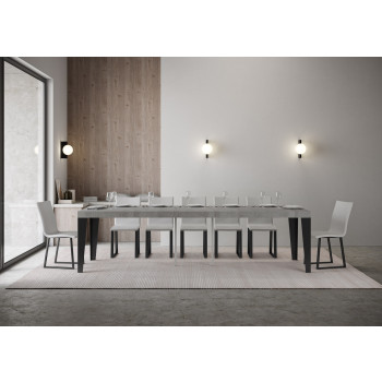 Console Flame pieds anthracite - Console Flame Premium extensible 90x40/300 cm en frêne blanc et pieds anthracite