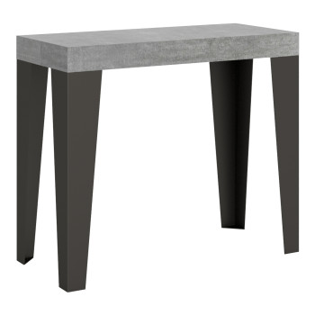 Console Flame pieds anthracite - Console Flame Premium extensible 90x40/300 cm en frêne blanc et pieds anthracite