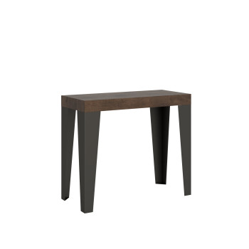 Console Flame pieds anthracite - Console Flame Premium extensible 90x40/300 cm en frêne blanc et pieds anthracite