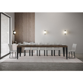 Console Flame pieds anthracite - Console Flame Premium extensible 90x40/300 cm en frêne blanc et pieds anthracite