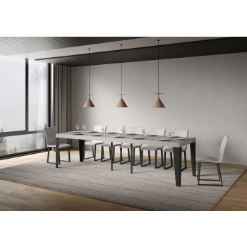 Console Flame pieds anthracite - Console Flame Premium extensible 90x40/300 cm en frêne blanc et pieds anthracite