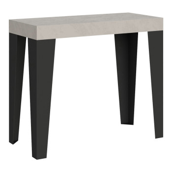 Console Flame pieds anthracite - Console Flame Premium extensible 90x40/300 cm en frêne blanc et pieds anthracite