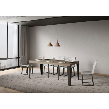 Console Flame pieds anthracite - Console Flame Premium extensible 90x40/300 cm en frêne blanc et pieds anthracite