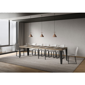 Console Flame pieds anthracite - Console Flame Premium extensible 90x40/300 cm en frêne blanc et pieds anthracite