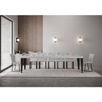 Console Flame pieds anthracite - Console Flame Premium extensible 90x40/300 cm en frêne blanc et pieds anthracite