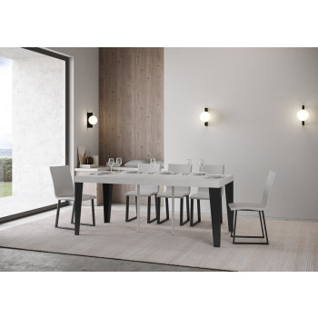 Console Flame pieds anthracite - Console Flame Premium extensible 90x40/300 cm en frêne blanc et pieds anthracite