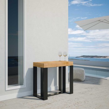 Console Futura avec structure anthracite - Console extensible 90x40/190 cm Futura Small en sapin teinté avec structure anthracite