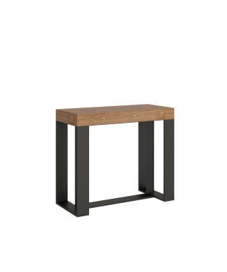 Console Futura avec structure anthracite - Console extensible 90x40/190 cm Futura Small en sapin teinté avec structure anthracite