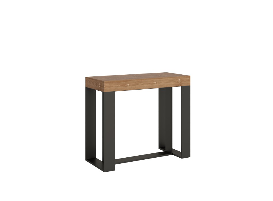 Console Futura avec structure anthracite - Console extensible 90x40/190 cm Futura Small en sapin teinté avec structure anthracite