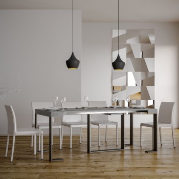 Console Futura avec structure anthracite - Console extensible 90x40/196 cm Futura Small Frêne Blanc avec structure anthracite