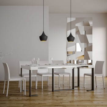 Console Futura avec structure anthracite - Console extensible 90x40/196 cm Futura Small Frêne Blanc avec structure anthracite