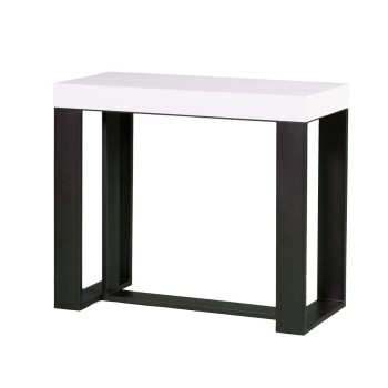 Console Futura avec structure anthracite - Console extensible 90x40/196 cm Futura Small Frêne Blanc avec structure anthracite