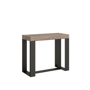 Console Futura avec structure anthracite - Console extensible 90x40/196 cm Futura Small Frêne Blanc avec structure anthracite