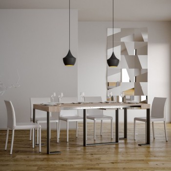 Console Futura avec structure anthracite - Console extensible 90x40/196 cm Futura Small Frêne Blanc avec structure anthracite