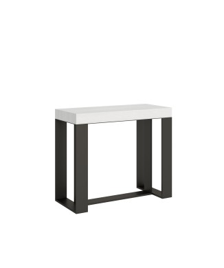 Console Futura avec structure anthracite - Console extensible 90x40/196 cm Futura Small Frêne Blanc avec structure anthracite