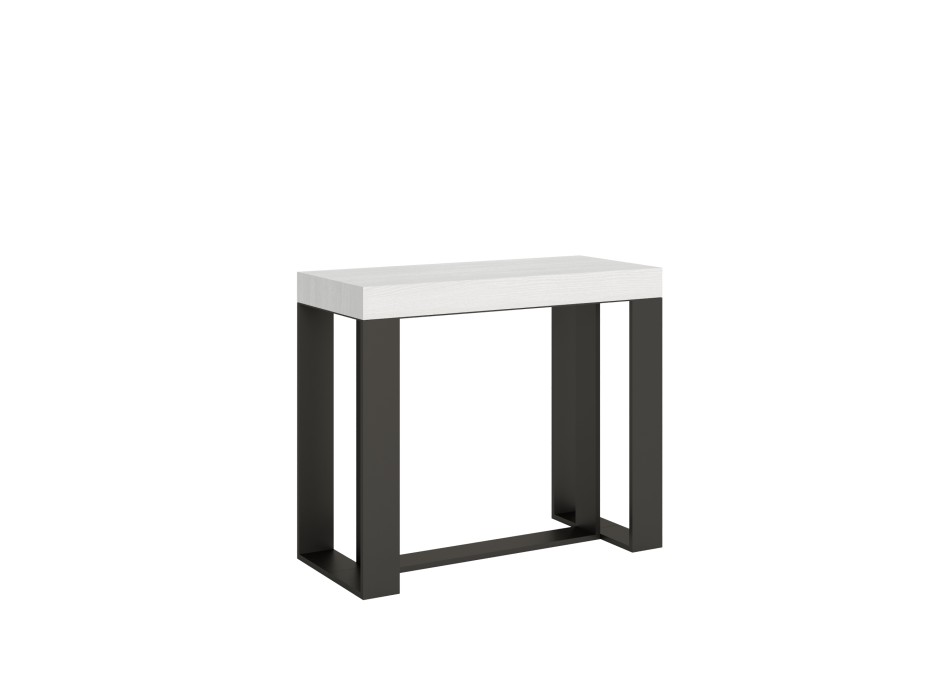 Console Futura avec structure anthracite - Console extensible 90x40/196 cm Futura Small Frêne Blanc avec structure anthracite