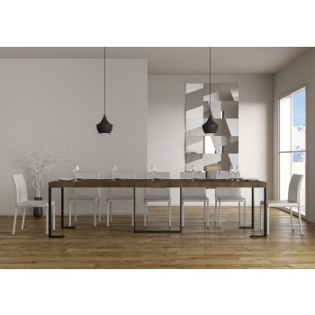 Console Futura avec structure anthracite - Console extensible 90x40/300 cm Futura Premium Chêne Naturel avec structure anthracite