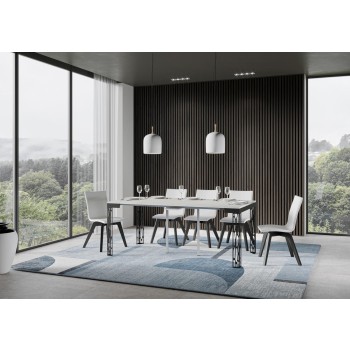 Console Ghibli Evolution avec structure anthracite - Console extensible 90x40/196 cm Ghibli Small Evolution Frêne Blanc avec structure anthracite