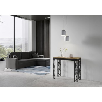 Console Ghibli Evolution avec structure anthracite - Console extensible 90x40/196 cm Ghibli Small Evolution Frêne Blanc avec structure anthracite