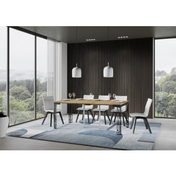 Console Ghibli Evolution avec structure anthracite - Console extensible 90x40/196 cm Ghibli Small Evolution Frêne Blanc avec structure anthracite