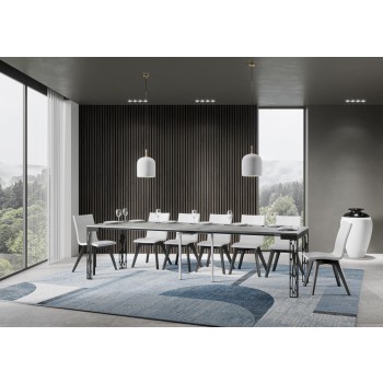 Console Ghibli Evolution avec structure anthracite - Console extensible 90x40/300 cm Ghibli Evolution Frêne Blanc avec structure anthracite