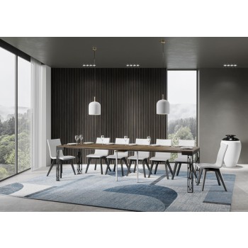 Console Ghibli Evolution avec structure anthracite - Console extensible 90x40/300 cm Ghibli Evolution Frêne Blanc avec structure anthracite