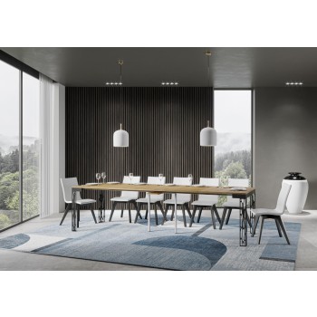 Console Ghibli Evolution avec structure anthracite - Console extensible 90x40/300 cm Ghibli Evolution Frêne Blanc avec structure anthracite