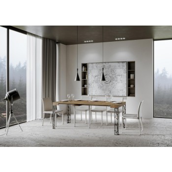 Console Ghibli avec structure anthracite - Console extensible 90x40/196 cm Ghibli Small Frêne Blanc avec structure anthracite