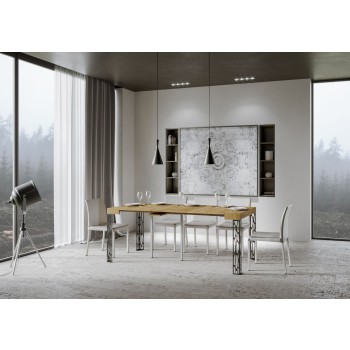 Console Ghibli avec structure anthracite - Console extensible 90x40/196 cm Ghibli Small Frêne Blanc avec structure anthracite