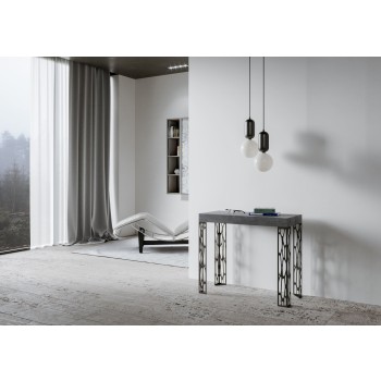 Console Ghibli avec structure anthracite - Console extensible 90x40/300 cm Ghibli Frêne Blanc avec structure anthracite