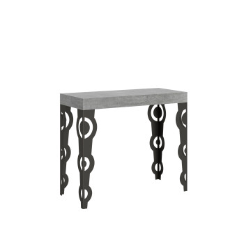 Console Karamay avec pieds anthracite - Karamay Petite console extensible 90x40/196 cm avec pieds en frêne blanc et anthracite