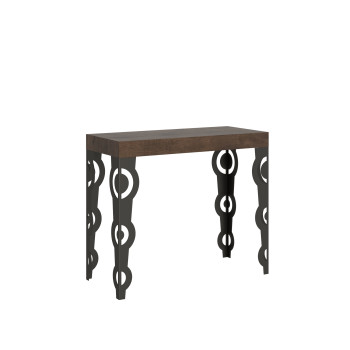 Console Karamay pieds anthracite - Console extensible Karamay 90x40/300 cm en frêne blanc et pieds anthracite