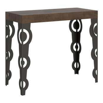 Console Karamay pieds anthracite - Console extensible Karamay 90x40/300 cm en frêne blanc et pieds anthracite