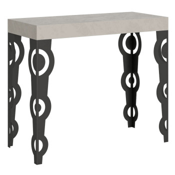 Console Karamay pieds anthracite - Console extensible Karamay 90x40/300 cm en frêne blanc et pieds anthracite