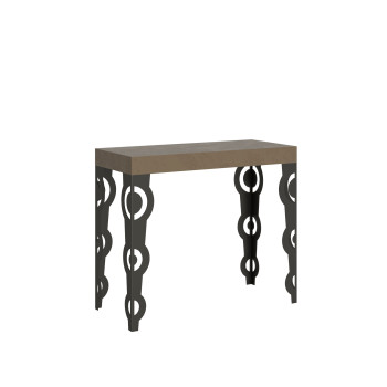Console Karamay pieds anthracite - Console extensible Karamay 90x40/300 cm en frêne blanc et pieds anthracite