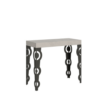 Console Karamay Premium avec pieds anthracite - Karamay Small Console Premium extensible 90x40/196 cm, frêne blanc, pieds anthracite