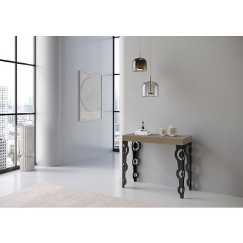 Console Karamay Premium avec pieds anthracite - Karamay Small Console Premium extensible 90x40/196 cm, frêne blanc, pieds anthracite