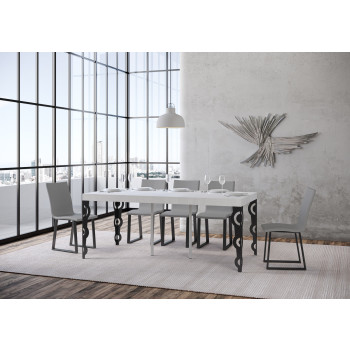 Console Karamay Premium avec pieds anthracite - Karamay Small Console Premium extensible 90x40/196 cm, frêne blanc, pieds anthracite