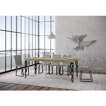 Console Karamay Premium avec pieds anthracite - Karamay Small Console Premium extensible 90x40/196 cm, frêne blanc, pieds anthracite