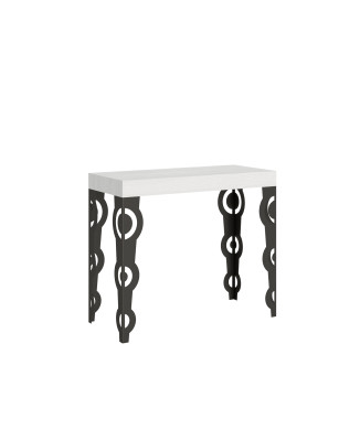Console Karamay Premium avec pieds anthracite - Karamay Small Console Premium extensible 90x40/196 cm, frêne blanc, pieds anthracite