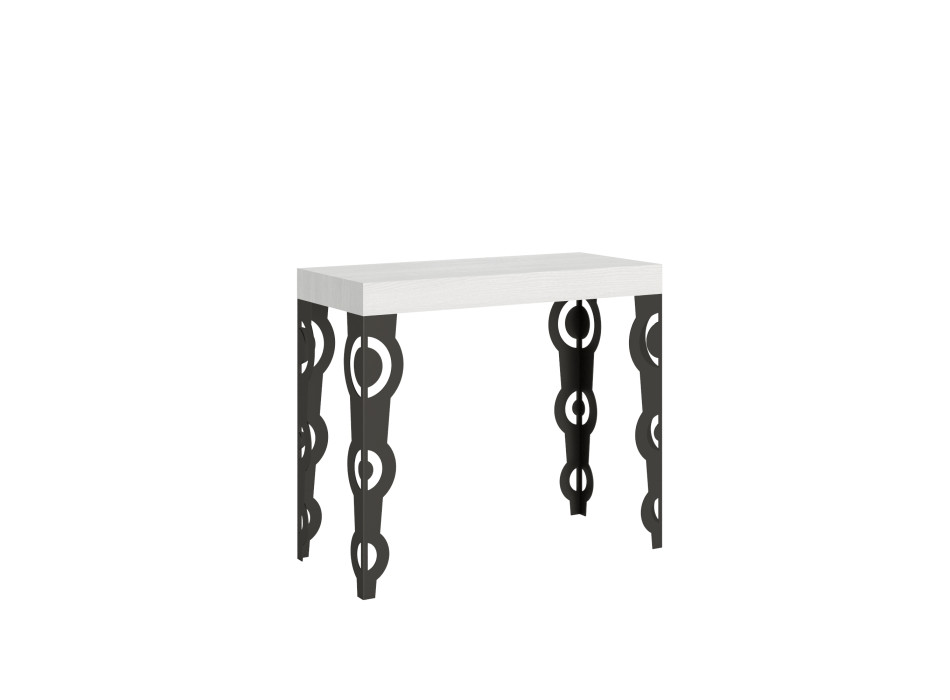 Console Karamay Premium avec pieds anthracite - Karamay Small Console Premium extensible 90x40/196 cm, frêne blanc, pieds anthracite