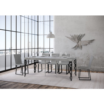 Console Karamay Premium avec pieds anthracite - Console extensible Karamay Premium 90x40/300 cm en frêne blanc et pieds anthracite