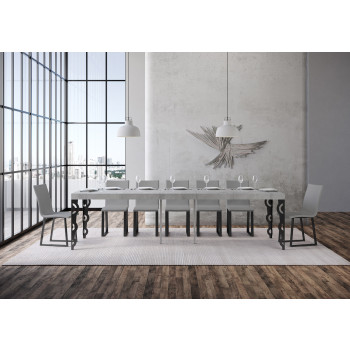 Console Karamay Premium avec pieds anthracite - Console extensible Karamay Premium 90x40/300 cm en frêne blanc et pieds anthracite